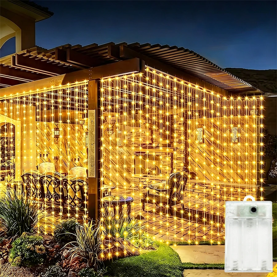 Battery Powered LED Curtain Light Garland Fairy String Light 8 Modes Bedroom Lamps for Garden Yard Wedding Party Holiday Decor
Battery Powered LED Curtain Light Garland Fairy String Light 8 Modes Bedroom Lamps for Garden Yard Wedding Party Holiday Decor