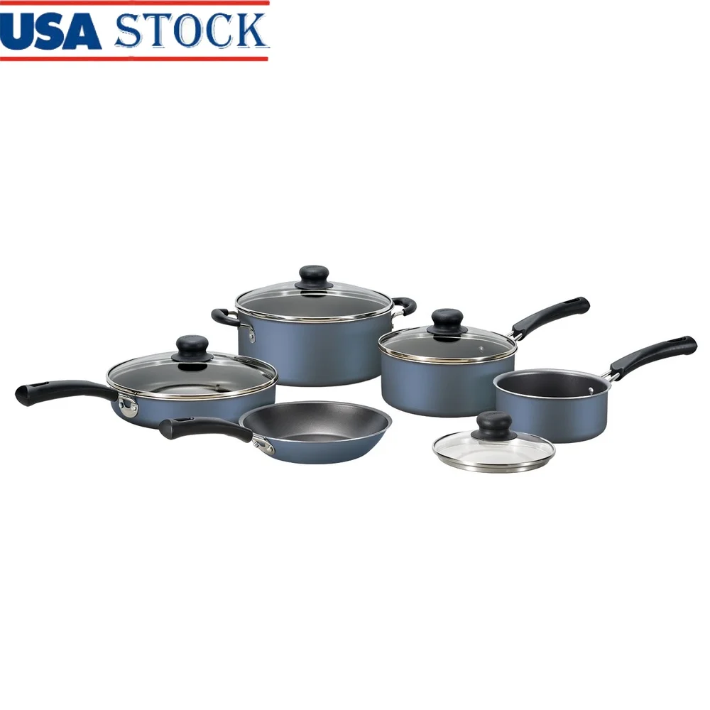 9-Piece Nonstick Cookware Set Aluminum Fast Heating Tempered Glass Lids Scratch Resistant Stay Cool Handles Ideal Gas Electric
9-Piece Nonstick Cookware Set Aluminum Fast Heating Tempered Glass Lids Scratch Resistant Stay Cool Handles Ideal Gas Electric