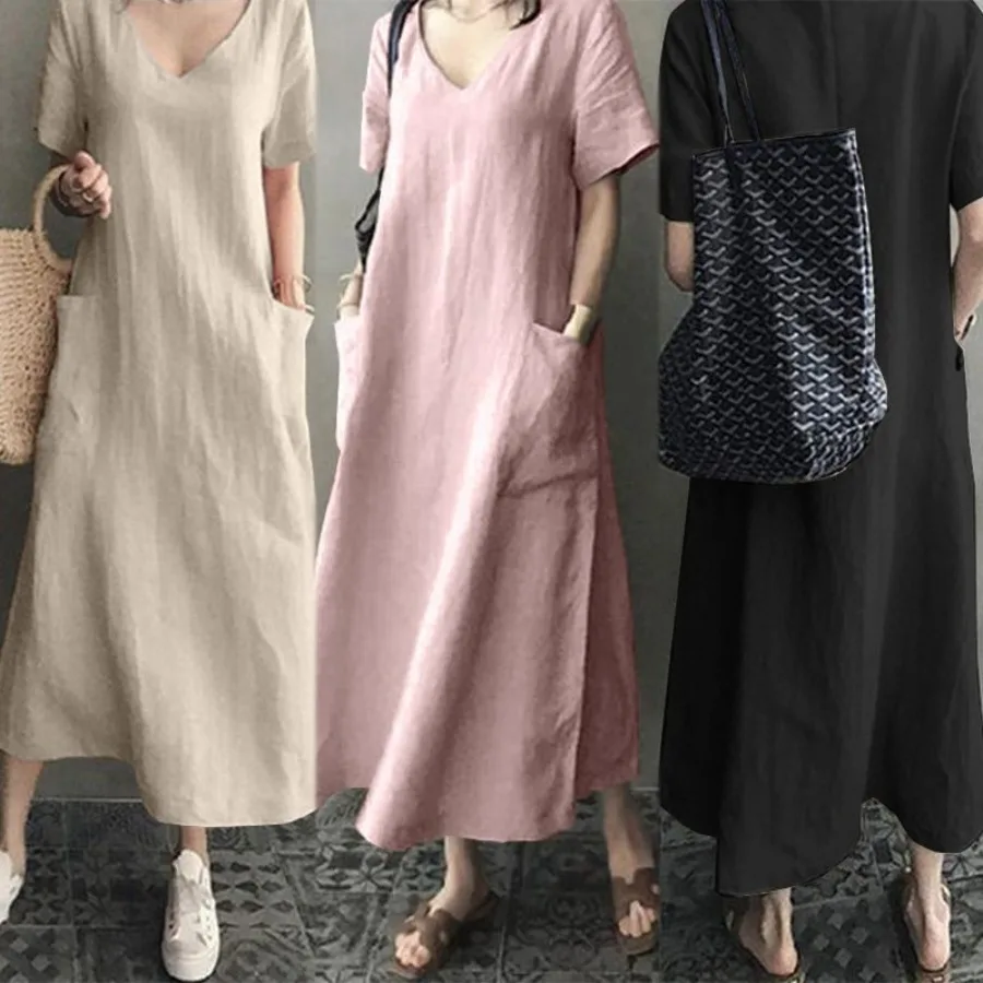 【New style】Creative 2026 summer literary and artistic national style retro women's clothing linen V-neck large pendulum loose
【New style】Creative 2026 summer literary and artistic national style retro women's clothing linen V-neck large pendulum loose
