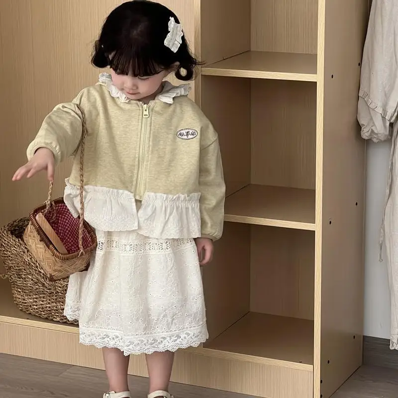 2025 Spring New Children Long Sleeve Coat Cotton Girls Fashion Splicing Lace Cardigan Toddler Zipper Hooded Jacket Kids Clothes
2025 Spring New Children Long Sleeve Coat Cotton Girls Fashion Splicing Lace Cardigan Toddler Zipper Hooded Jacket Kids Clothes