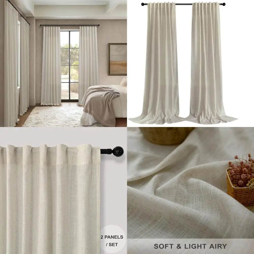 Льняные текстурированные 94 прозрачные шторы, комплект из 2 панелей для гостиных, фильтрация света, подходят для патио, дверей и окон
Льняные текстурированные 94 прозрачные шторы, комплект из 2 панелей для гостиных, фильтрация света, подходят для патио, дверей и окон
