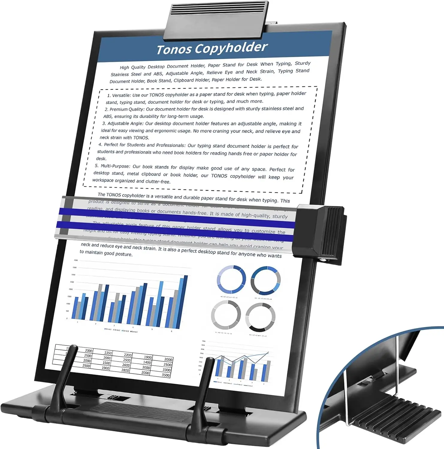 Adjustable Document Holder for Desk, Ergonomic Paper Stand for Typing, Sturdy Stainless Steel Copy Holder, Foldable & Space-Saving
Adjustable Document Holder for Desk, Ergonomic Paper Stand for Typing, Sturdy Stainless Steel Copy Holder, Foldable & Space-Saving