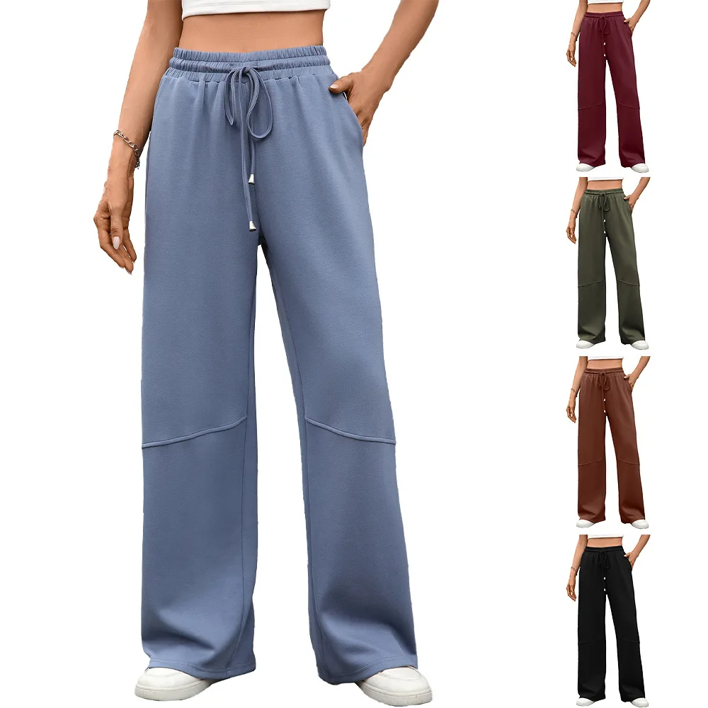 2025 Autumn/Winter New Solid Color Elastic Waist Drawstring Pocket Wide Leg Pants Women's Pants
2025 Autumn/Winter New Solid Color Elastic Waist Drawstring Pocket Wide Leg Pants Women's Pants