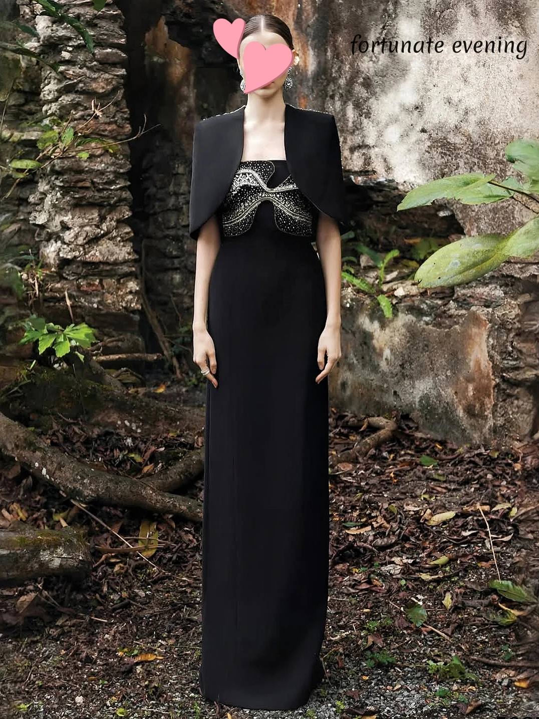 Fortunate Evening Elegant Vintage Sexy Black Crystal Beads Cape New Customized Formal Occasion Prom Dress Evening Party Gowns
Fortunate Evening Elegant Vintage Sexy Black Crystal Beads Cape New Customized Formal Occasion Prom Dress Evening Party Gowns