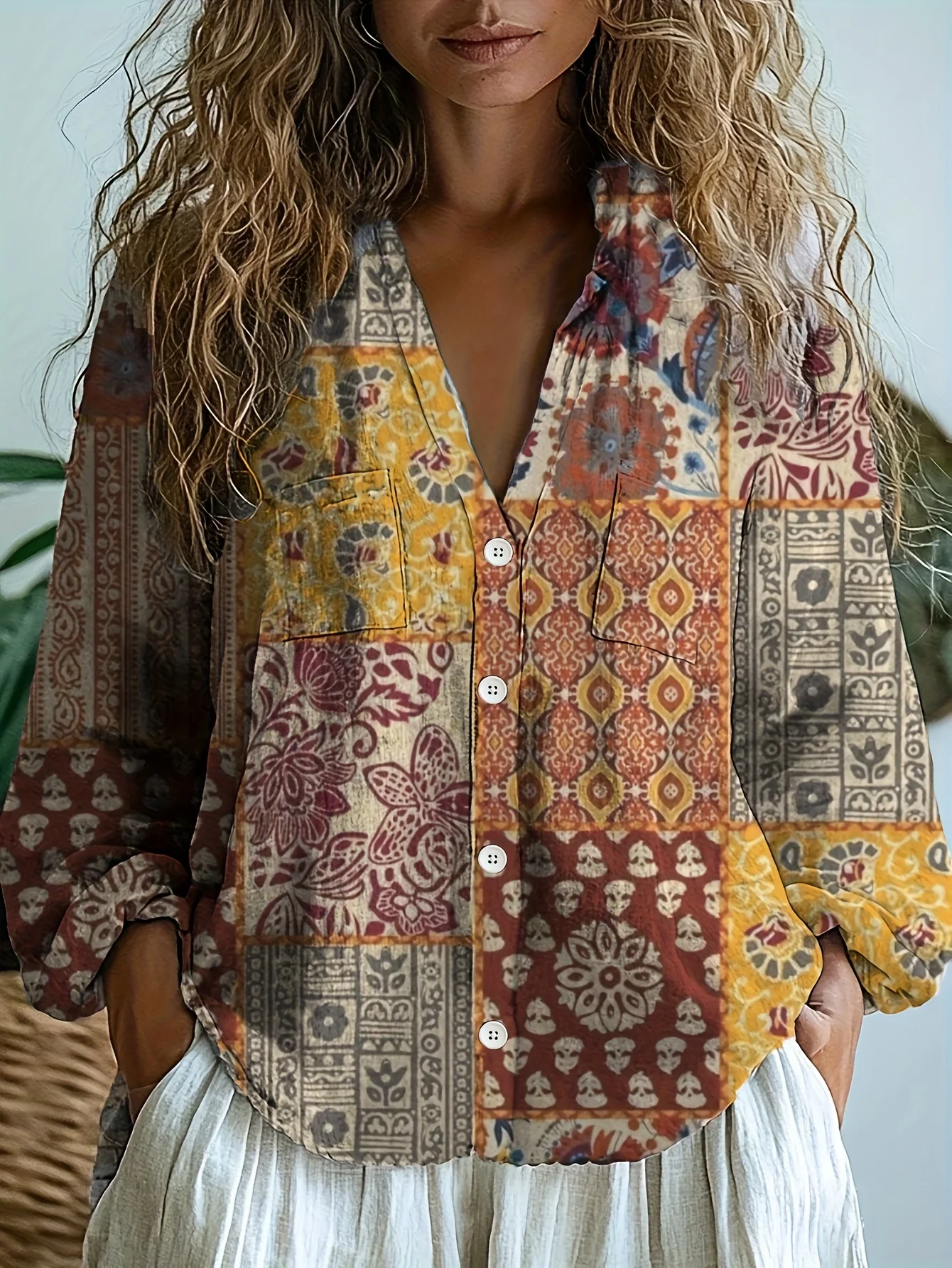 Women's Casual Commuter Shirt Bohemian Geometric Print Long Sleeve Shirt
Women's Casual Commuter Shirt Bohemian Geometric Print Long Sleeve Shirt