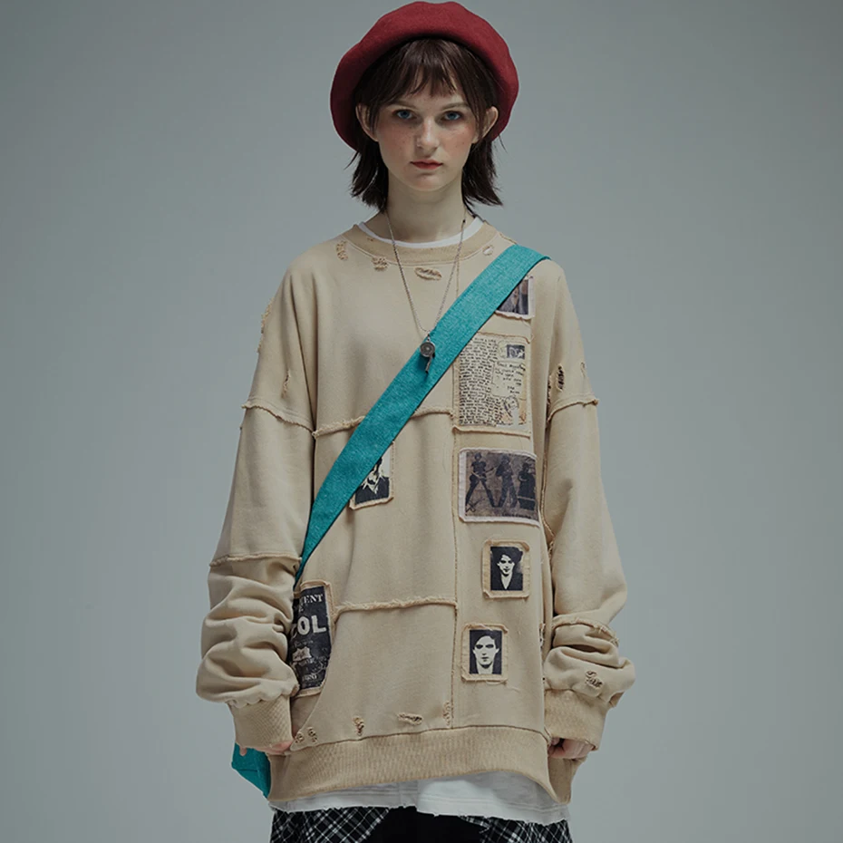 Vintage Patchwork Sweatshirts Women Ripped Oversized Harajuku Hoodies Original Design Streetwear Y2K Hoodie Female Pullovers
Vintage Patchwork Sweatshirts Women Ripped Oversized Harajuku Hoodies Original Design Streetwear Y2K Hoodie Female Pullovers
