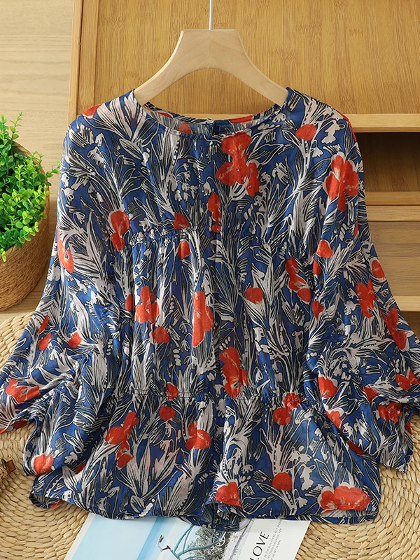 Slimming Floral Print Elastic Pleated Batwing Sleeve round Neck T-Shirt plus Size Women's Casual Summer New Style round Neck ...
Slimming Floral Print Elastic Pleated Batwing Sleeve round Neck T-Shirt plus Size Women's Casual Summer New Style round Neck ...