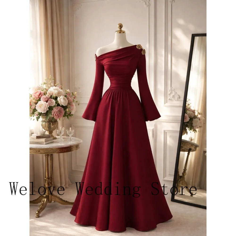 Customized Burgundy Off Shoulder Satin Formal Dress with Flared Long Sleeves A Line Evening Gown for Prom Cocktail Party Dresses
Customized Burgundy Off Shoulder Satin Formal Dress with Flared Long Sleeves A Line Evening Gown for Prom Cocktail Party Dresses