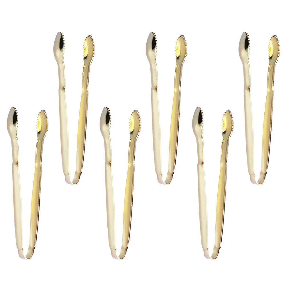 6pcs Stainless Steel Sugar Cube Thickened Mini Serving Tongs For Tea Party Coffee Bar Kitchen Camping Buffet Use Gold Plated Ice 
6pcs Stainless Steel Sugar Cube Thickened Mini Serving Tongs For Tea Party Coffee Bar Kitchen Camping Buffet Use Gold Plated Ice
