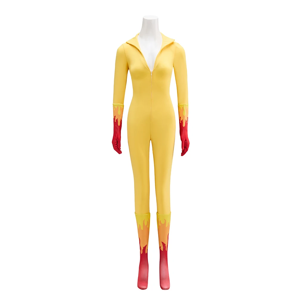 Custom Made Firestar Cosplay Costume Superhero Fire-Star Yellow Jumpsuit Women Fancy Fire Printing Bodysuit Costume
Custom Made Firestar Cosplay Costume Superhero Fire-Star Yellow Jumpsuit Women Fancy Fire Printing Bodysuit Costume