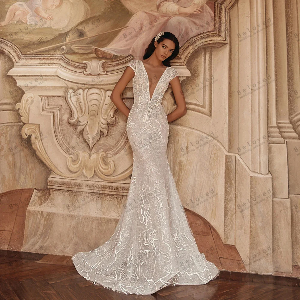 Luxury Women's Wedding Dresses Gorgeous Bridal Gowns Lace Tiered Robes Deep V Neck Cap Sleeves Vestidos De Novia Customized 2026
Luxury Women's Wedding Dresses Gorgeous Bridal Gowns Lace Tiered Robes Deep V Neck Cap Sleeves Vestidos De Novia Customized 2026