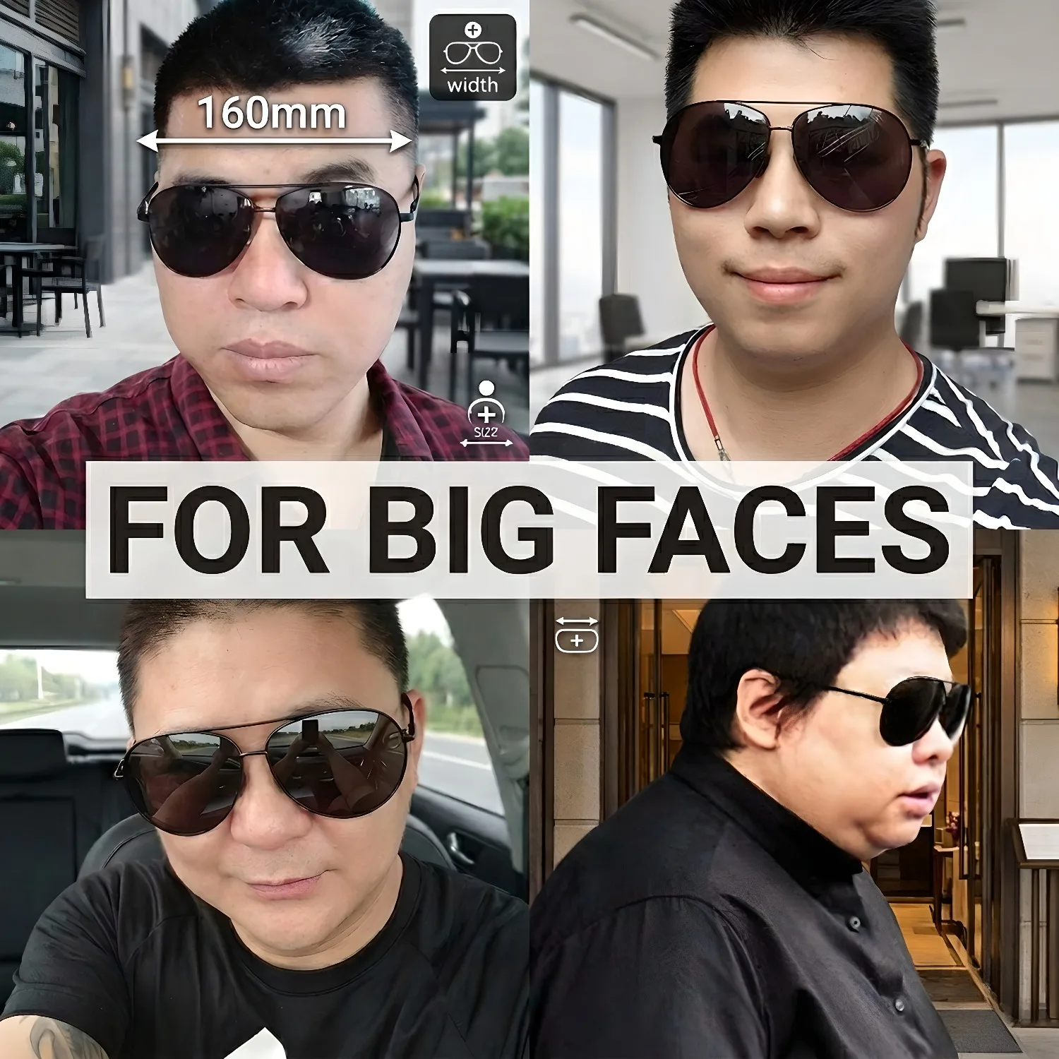 160mm Extra Wide Sunglasses for Big Face Men No Pressure Fit Oversized Pilot Polarized UV400
160mm Extra Wide Sunglasses for Big Face Men No Pressure Fit Oversized Pilot Polarized UV400