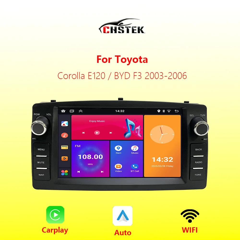 Car Radio Stereo CarPlay For Toyota Corolla E120 BYD F3 2003-2006 Multimedia Android Auto Navigation Bluetooth WIFI GPS CHSTEK
Car Radio Stereo CarPlay For Toyota Corolla E120 BYD F3 2003-2006 Multimedia Android Auto Navigation Bluetooth WIFI GPS CHSTEK