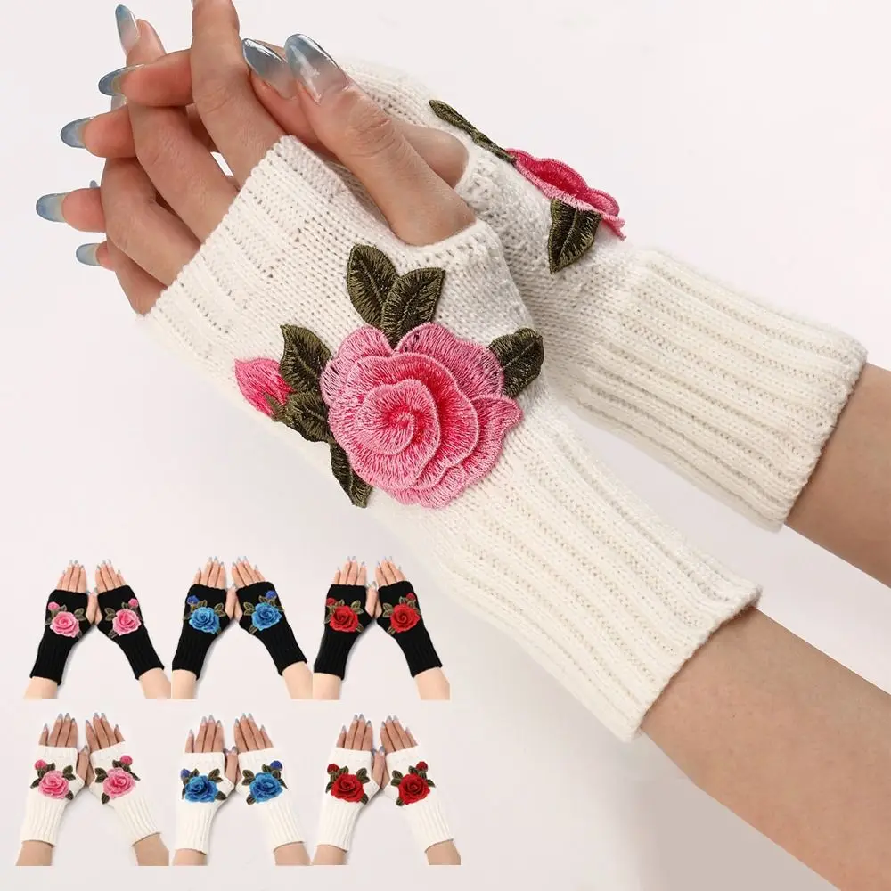 Embroidered Flower Wrist Gloves New White Black Goth Wrist Sleeves Knitted Warm Accessories Elbow Mittens Girl Women
Embroidered Flower Wrist Gloves New White Black Goth Wrist Sleeves Knitted Warm Accessories Elbow Mittens Girl Women