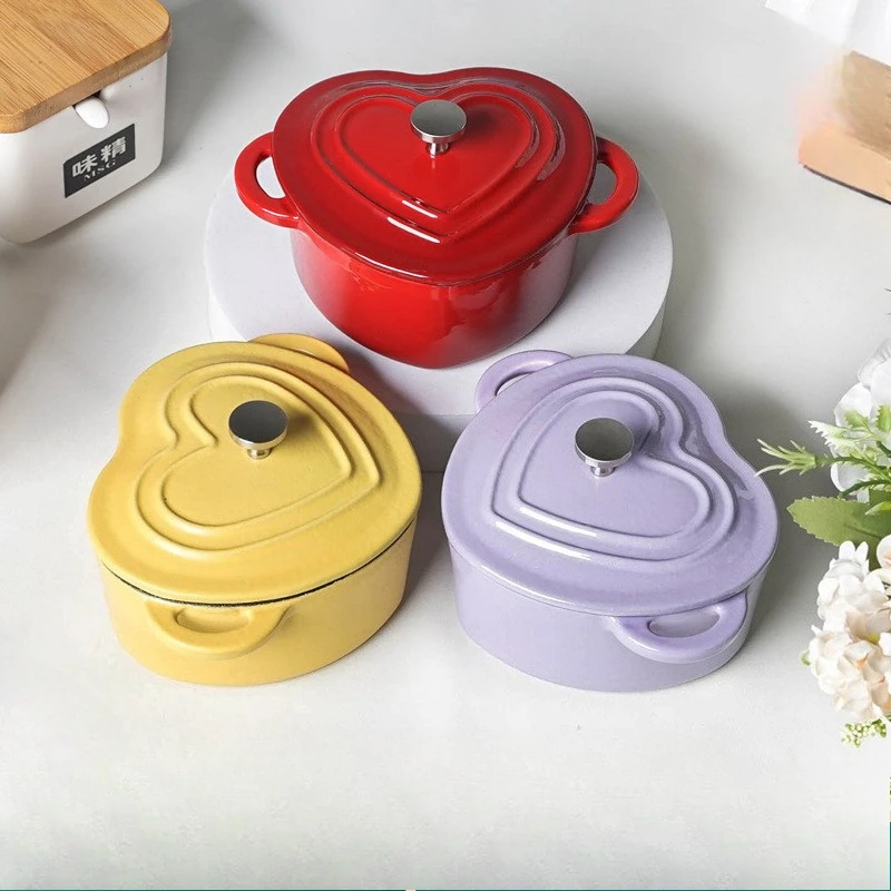 10cm Heart-Shaped Cast Iron Pot, Mini Enameled Non-Stick Saucepan, Heat-Retaining Easy-Clean, for Egg Steamer Milk Soup
10cm Heart-Shaped Cast Iron Pot, Mini Enameled Non-Stick Saucepan, Heat-Retaining Easy-Clean, for Egg Steamer Milk Soup