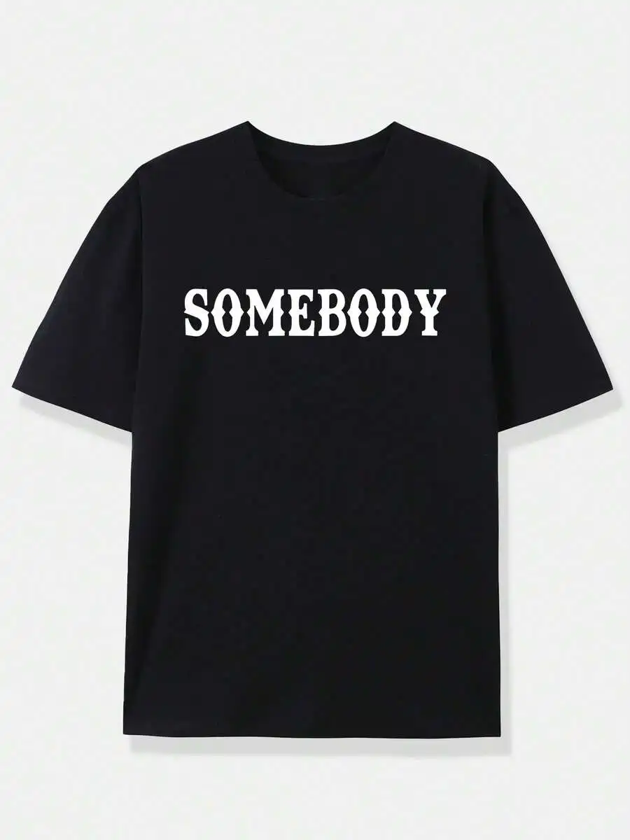 Adult Casual Crew Neck Short Sleeve Tee With Somebody Slogan Graphic
Adult Casual Crew Neck Short Sleeve Tee With Somebody Slogan Graphic