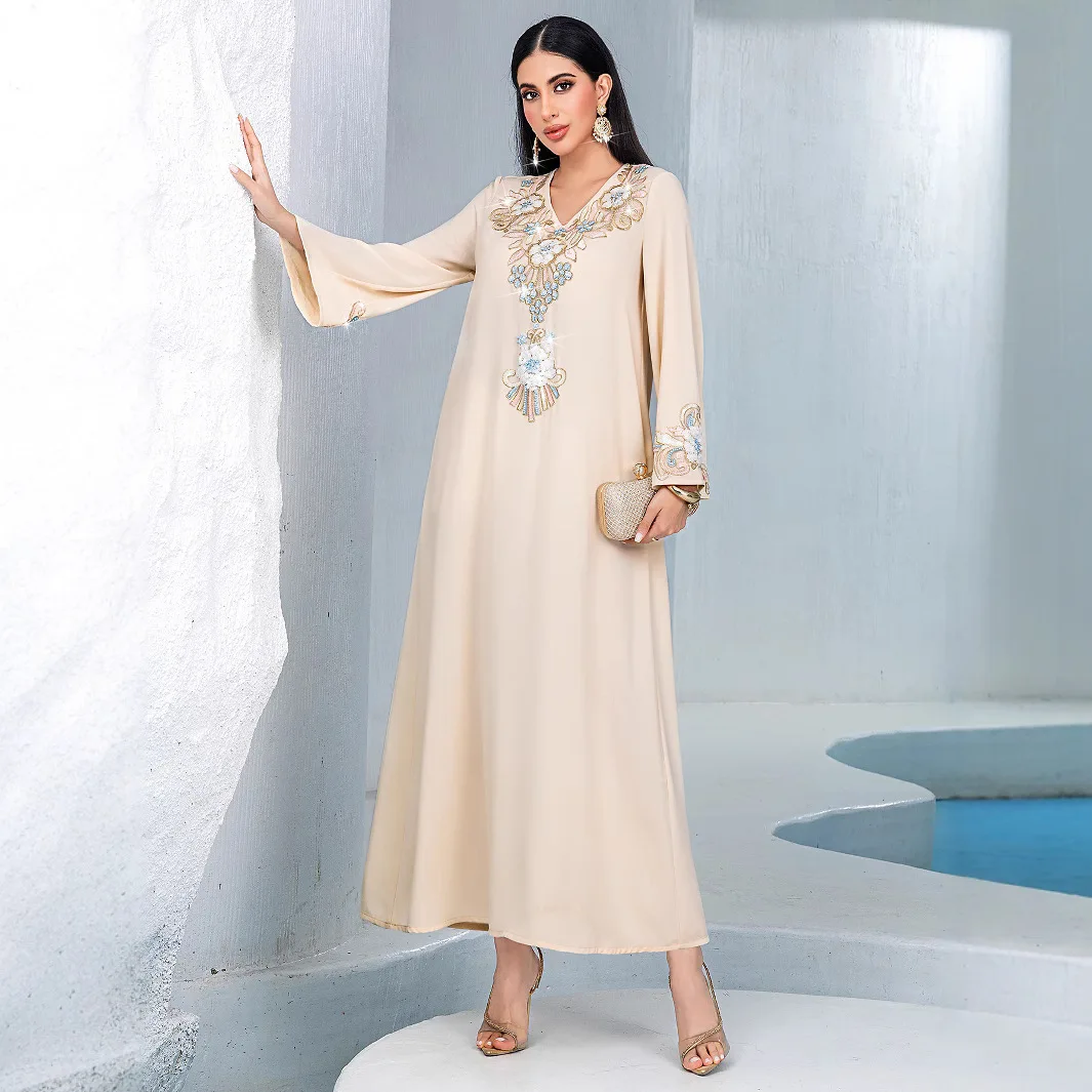 BA4120 apricot loose casual three-dimensional flower embroidery MUSILIN long robe fashionable dress
BA4120 apricot loose casual three-dimensional flower embroidery MUSILIN long robe fashionable dress