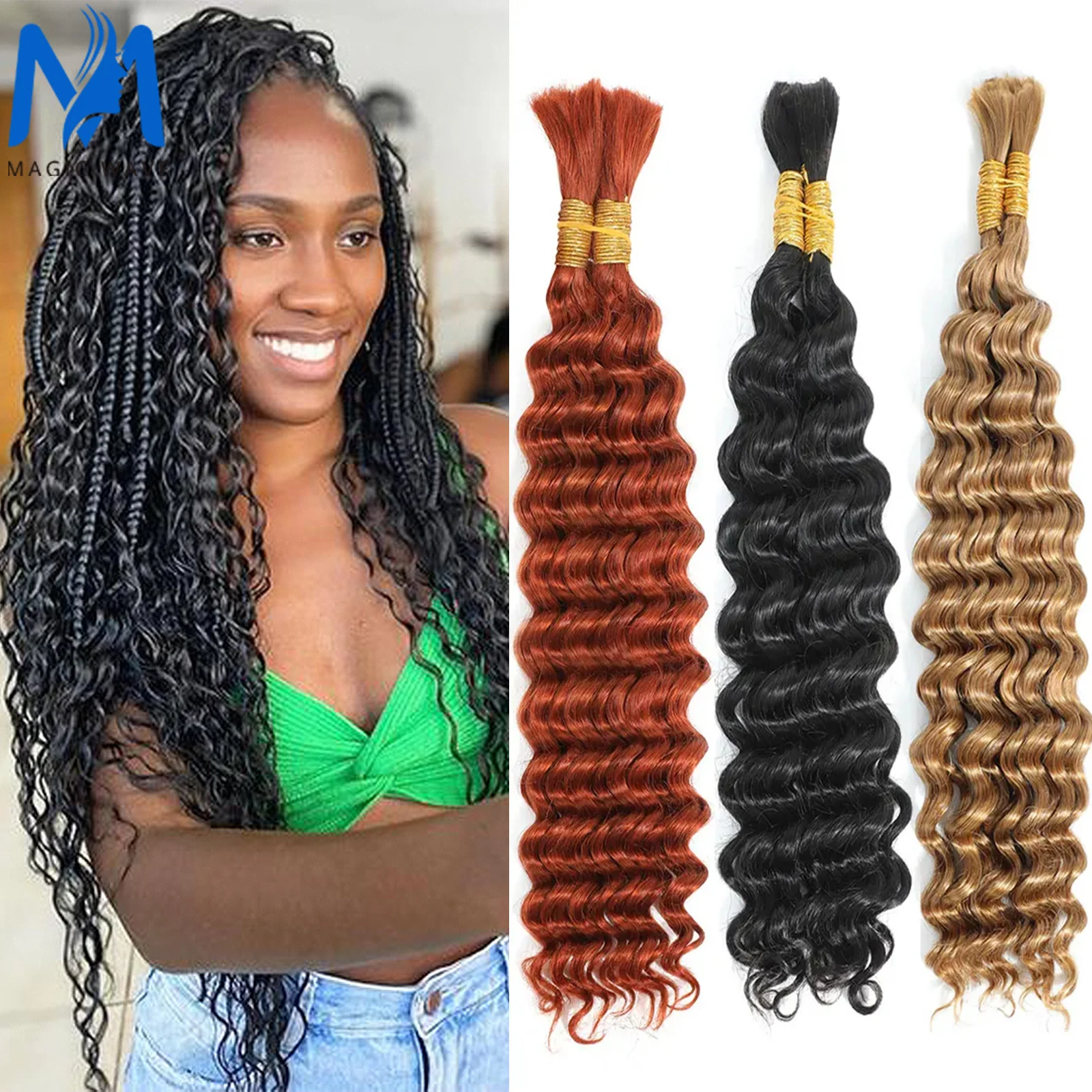 16-28 Inches Colored Human Hair Bulk Deep Wave Human Hair for Braiding 100% Unprocessed No Weft Virgin Hair Bulk Extensions
16-28 Inches Colored Human Hair Bulk Deep Wave Human Hair for Braiding 100% Unprocessed No Weft Virgin Hair Bulk Extensions