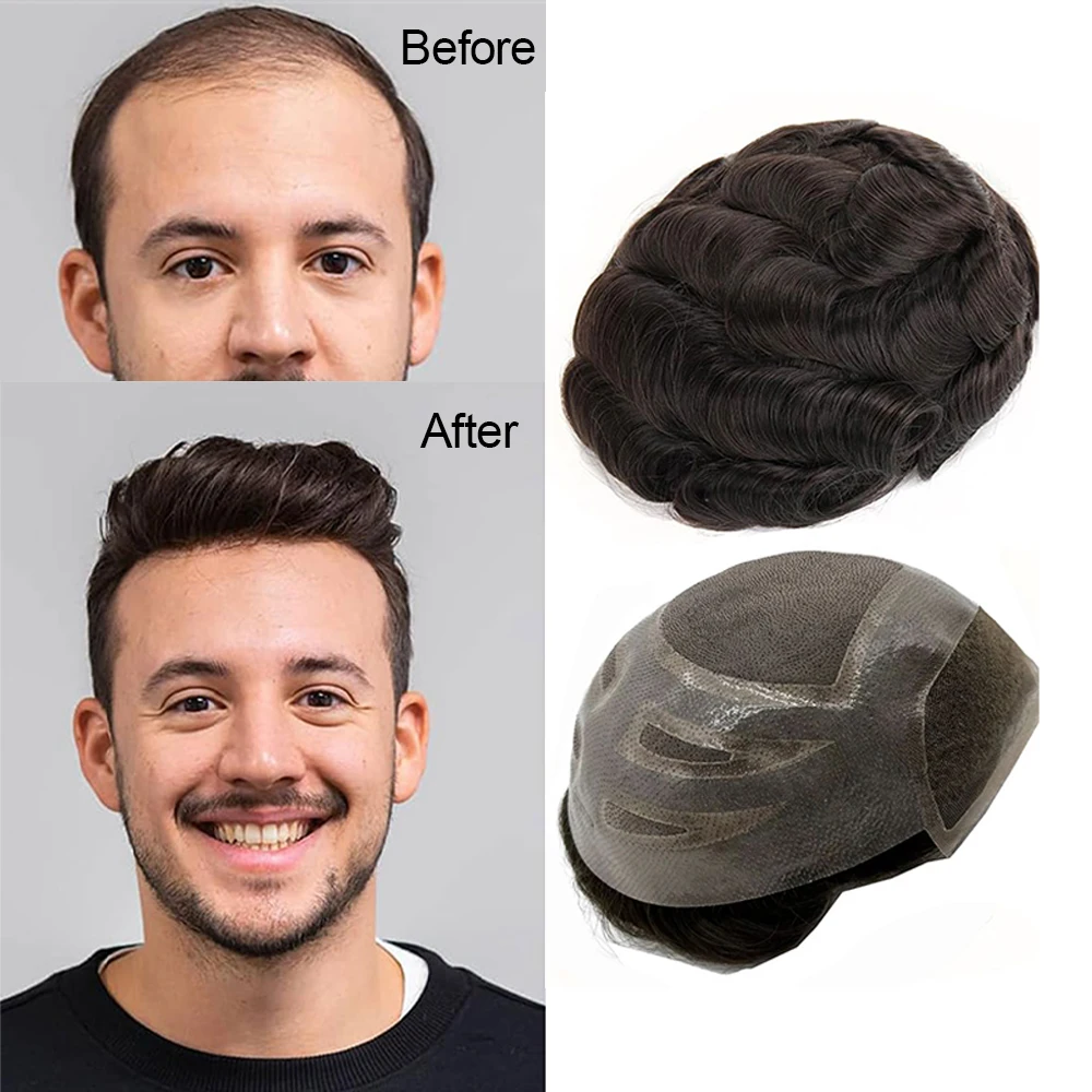 Men's Wigs Male Hair Skin Toupee capillary prothesis 100% Human Hair Thin Skin PU+Lace Nature Water Wave #1B30 #6 Hair Piece
Men's Wigs Male Hair Skin Toupee capillary prothesis 100% Human Hair Thin Skin PU+Lace Nature Water Wave #1B30 #6 Hair Piece