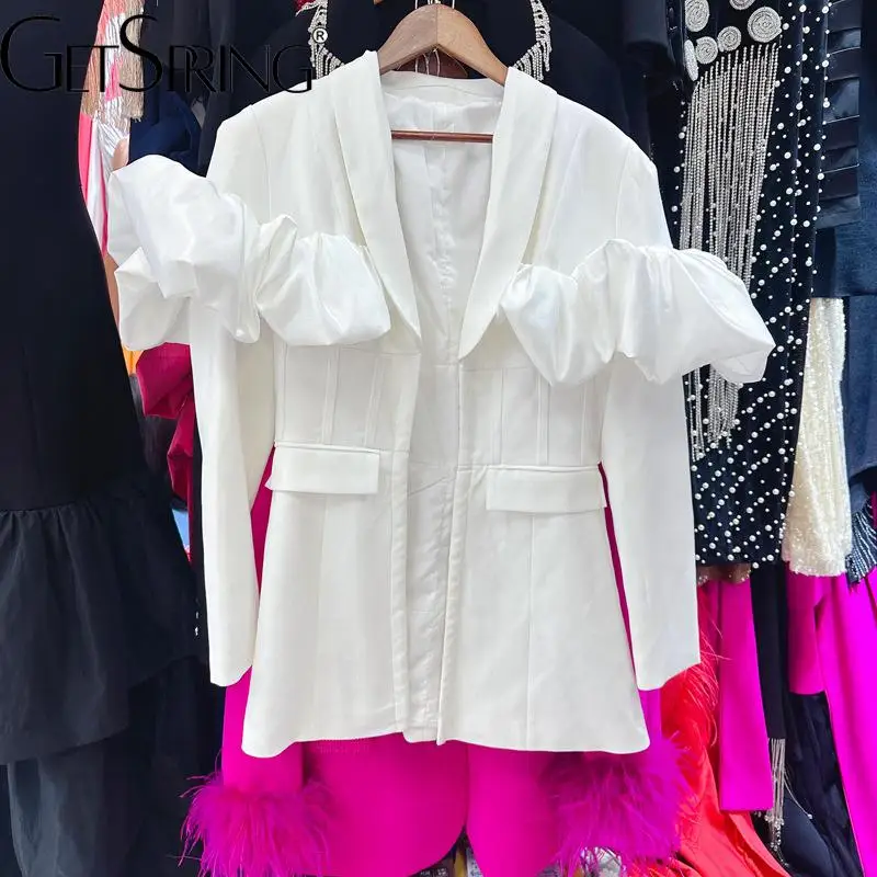TANNT Women Blazer 2024 Autumn New Ruffles Long Sleeve Ladies White Blazer Coat Fashion All Match Solid Women's Suit Jacket
TANNT Women Blazer 2024 Autumn New Ruffles Long Sleeve Ladies White Blazer Coat Fashion All Match Solid Women's Suit Jacket