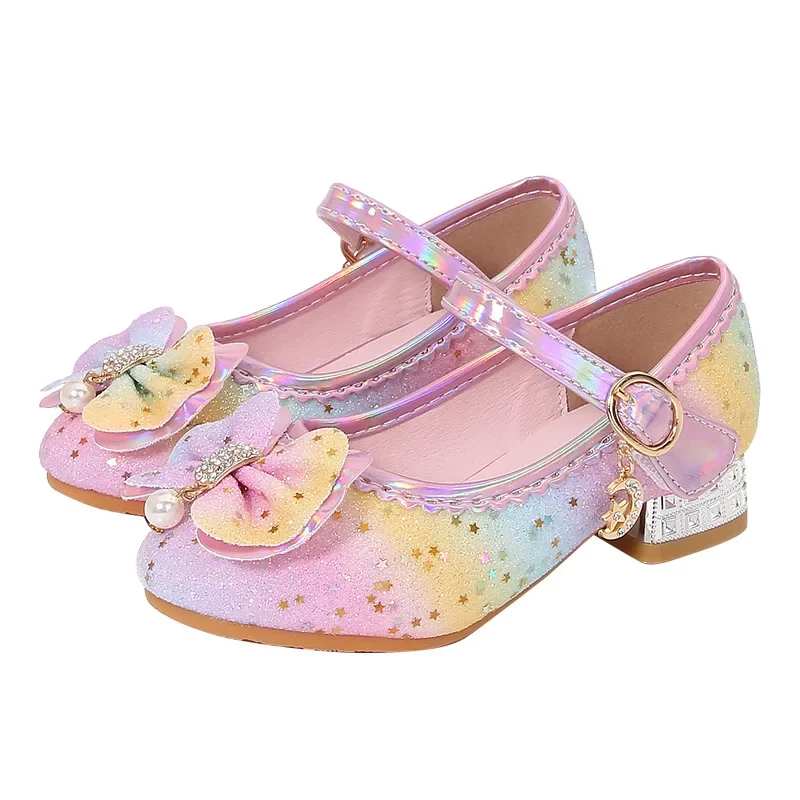 Children Princess Shoes New Luxury Rainbow Sequins Girl High Heels Fashion Bowknot Kids Causal Leather Shoes for Wedding Party
Children Princess Shoes New Luxury Rainbow Sequins Girl High Heels Fashion Bowknot Kids Causal Leather Shoes for Wedding Party