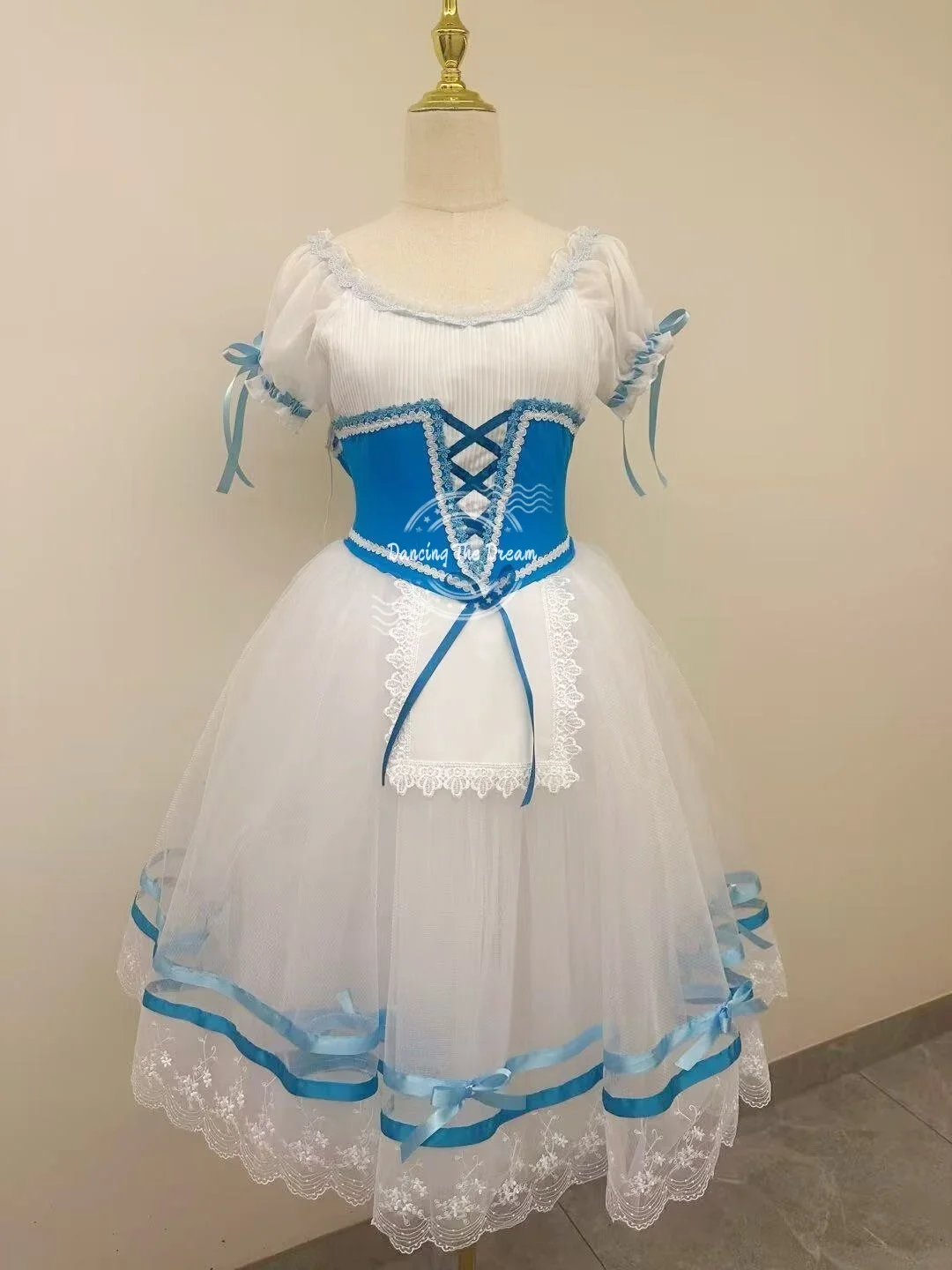 Giselle Professional Tulle Ballet Dress White Tulle Dress with Blue Corset, Ribbon and Lace Details
Giselle Professional Tulle Ballet Dress White Tulle Dress with Blue Corset, Ribbon and Lace Details