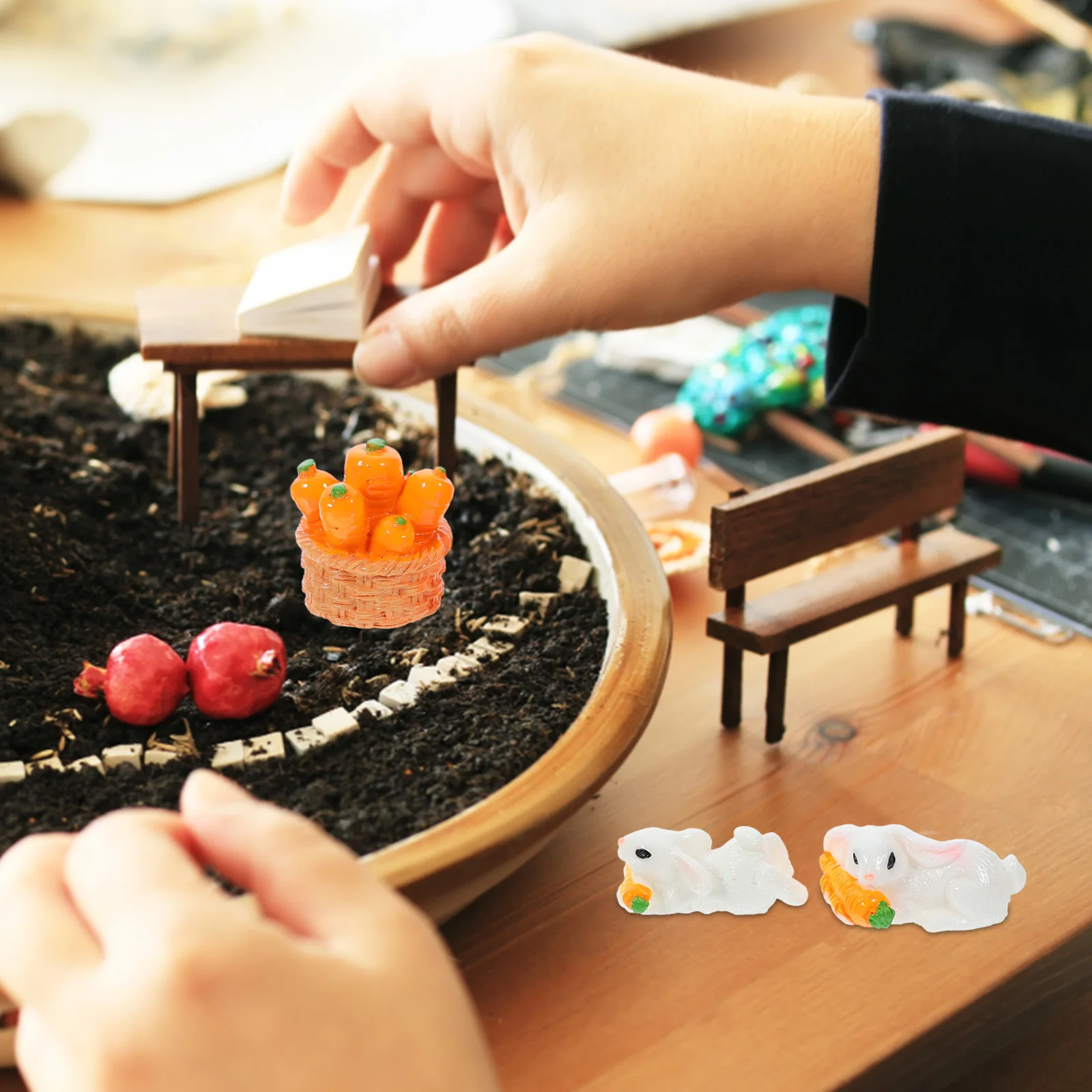 1 set Mini Resin Rabbit Figurines Cute Carrot Decorations for Desk Indoor Outdoor Moss Grass Accessories
1 set Mini Resin Rabbit Figurines Cute Carrot Decorations for Desk Indoor Outdoor Moss Grass Accessories