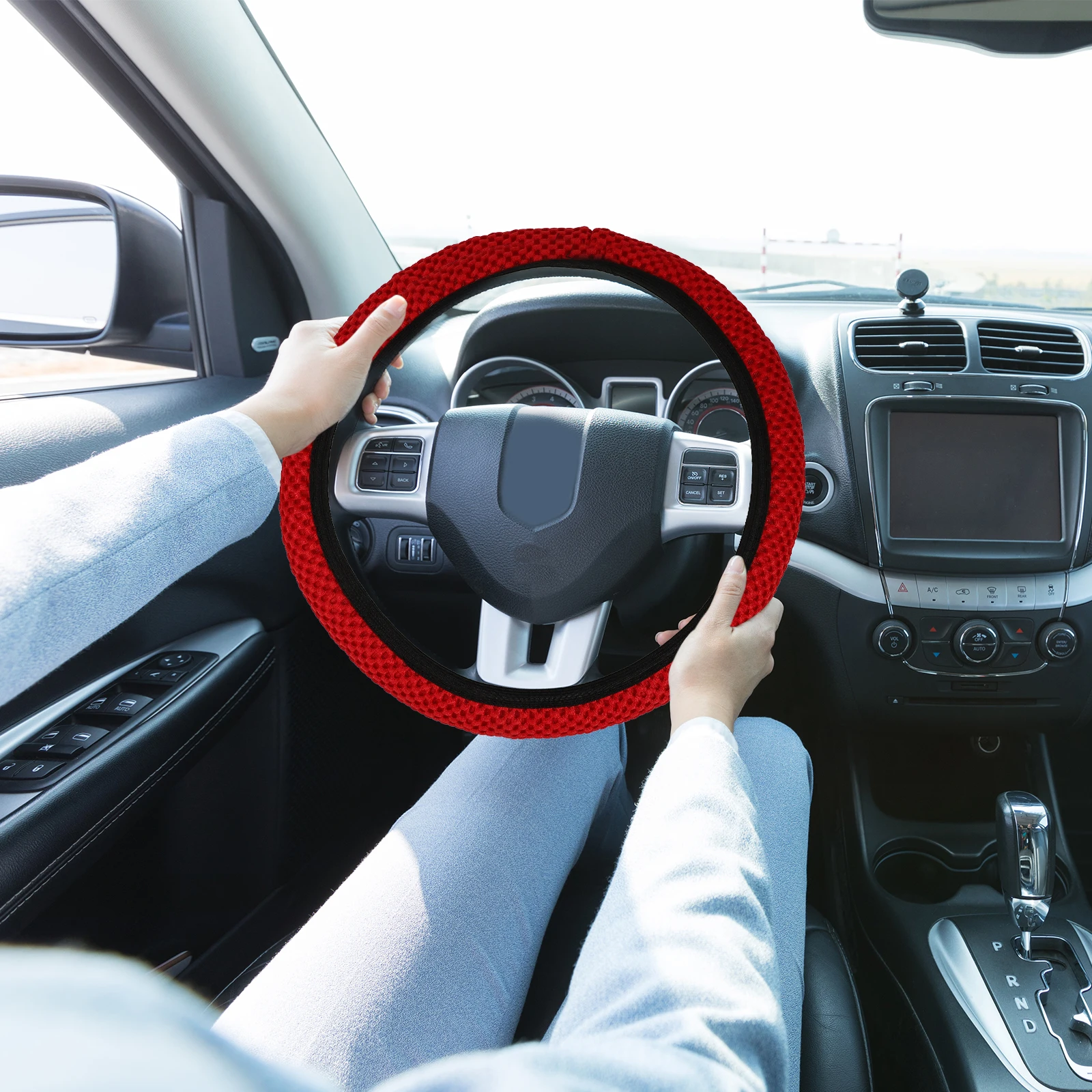 Steering Wheel Cover Auto Protector Car Protectors Rim Massage Mesh Cloth Protective 
Steering Wheel Cover Auto Protector Car Protectors Rim Massage Mesh Cloth Protective