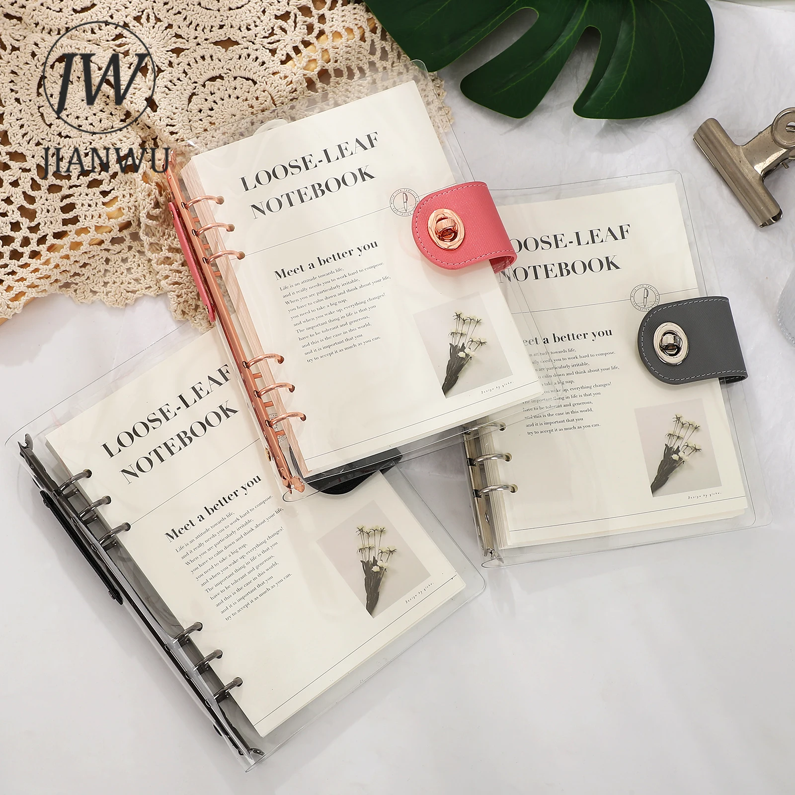 JIANWU 90 Pages/book Simple PVC Transparent Lock Style Loose-leaf Book Creative DIY Student Supplies Stationery
JIANWU 90 Pages/book Simple PVC Transparent Lock Style Loose-leaf Book Creative DIY Student Supplies Stationery