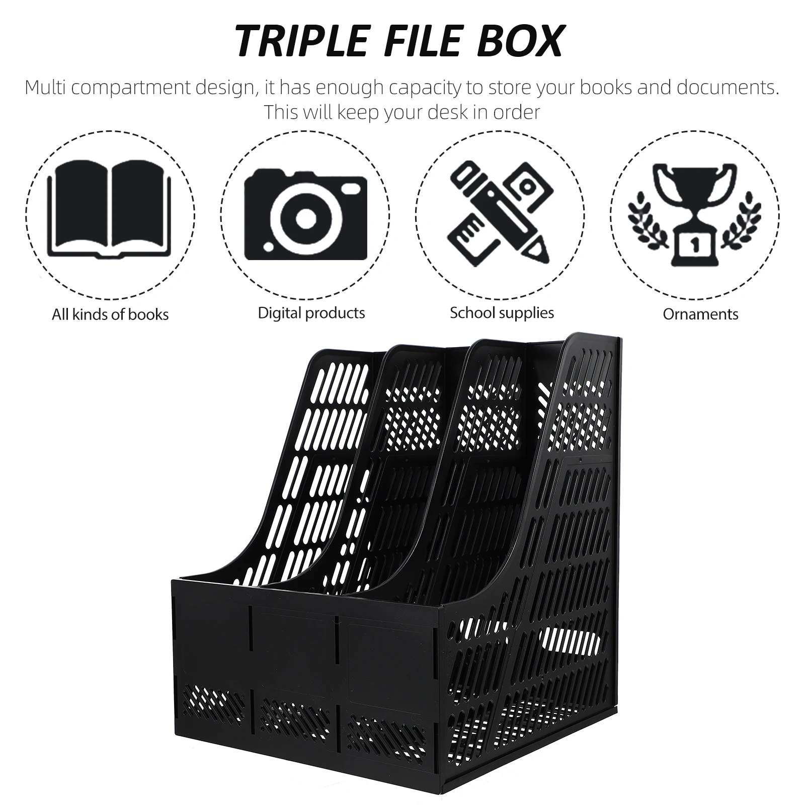 Desktop Vertical File Rack Document Storage Holder Multi Compartment Hollow Design Practical Plastic Material Long Life
Desktop Vertical File Rack Document Storage Holder Multi Compartment Hollow Design Practical Plastic Material Long Life