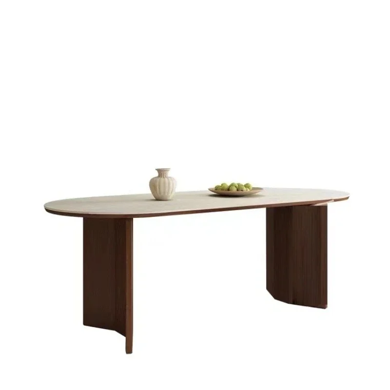 Travertine rock slab dining table and chairs ash wood solid wood small apartment oval designer dining table
Travertine rock slab dining table and chairs ash wood solid wood small apartment oval designer dining table