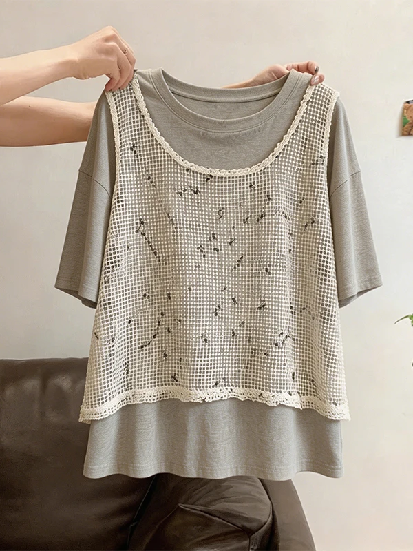 Summer New plus Size Women's Sweet Cool Simple Vest T-Shirt Fashionable Design Two-Piece Set Short Sleeve Mid-Length Casual S...
Summer New plus Size Women's Sweet Cool Simple Vest T-Shirt Fashionable Design Two-Piece Set Short Sleeve Mid-Length Casual S...
