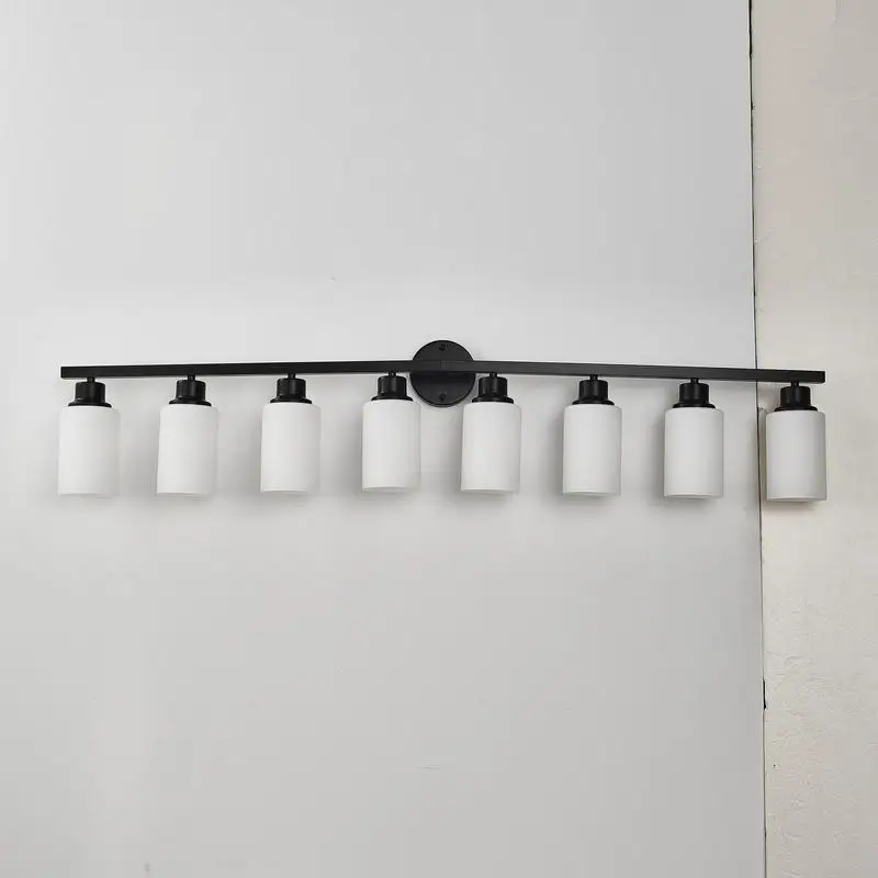 8-Light Wall Lamp, Matte Black Vanity Sconce, Modern Wall Light with Glass Shade for Bathroom and Living Room, E26 Base (Bulbs
8-Light Wall Lamp, Matte Black Vanity Sconce, Modern Wall Light with Glass Shade for Bathroom and Living Room, E26 Base (Bulbs