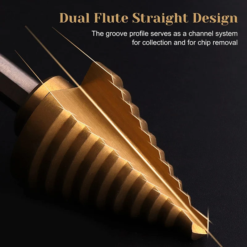 Straight Grooved Step Drill Bit Set, High Step Steel Titanium Drill Bits Set Power Tools Cut Tool Set for Metal Wood Steel DIY
Straight Grooved Step Drill Bit Set, High Step Steel Titanium Drill Bits Set Power Tools Cut Tool Set for Metal Wood Steel DIY
