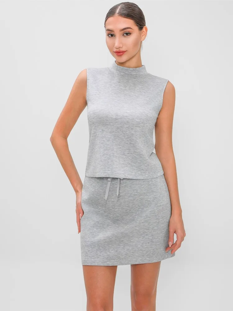 Half Turtleneck Sleeveless Solid Color Skirt Suit Fashionable Casual Sports Skirt Women Two-piece Summer 2025 New Style Females
Half Turtleneck Sleeveless Solid Color Skirt Suit Fashionable Casual Sports Skirt Women Two-piece Summer 2025 New Style Females