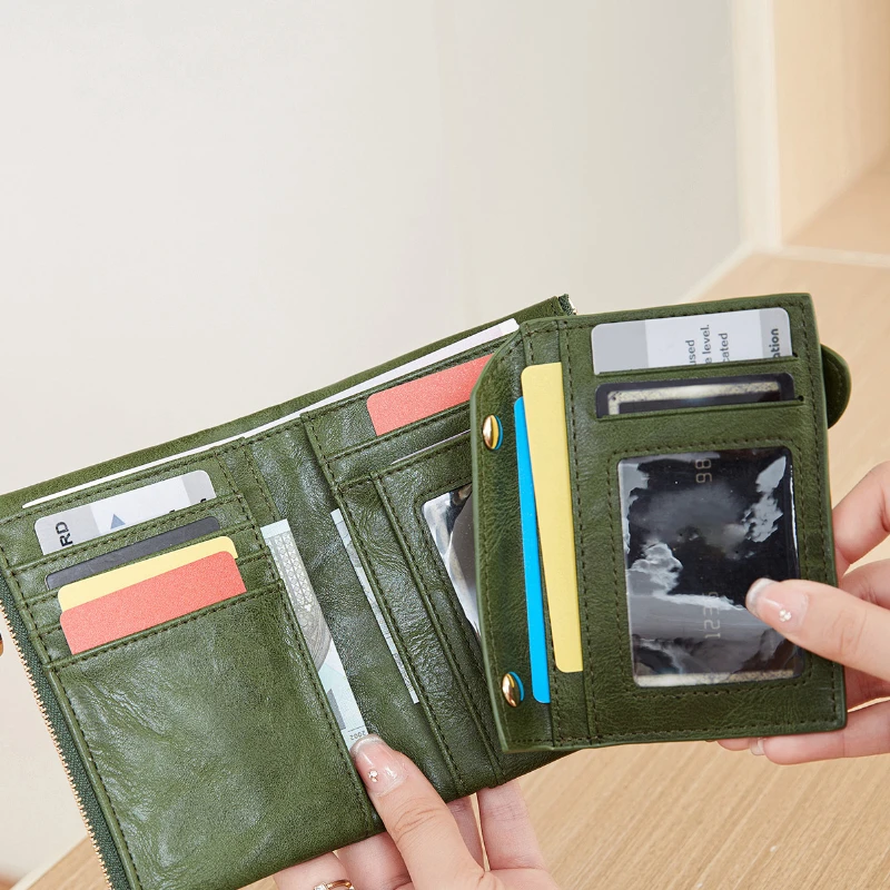 Women's wallet simple multifunctional three fold wallet buckle double zipper short coin purse
Women's wallet simple multifunctional three fold wallet buckle double zipper short coin purse