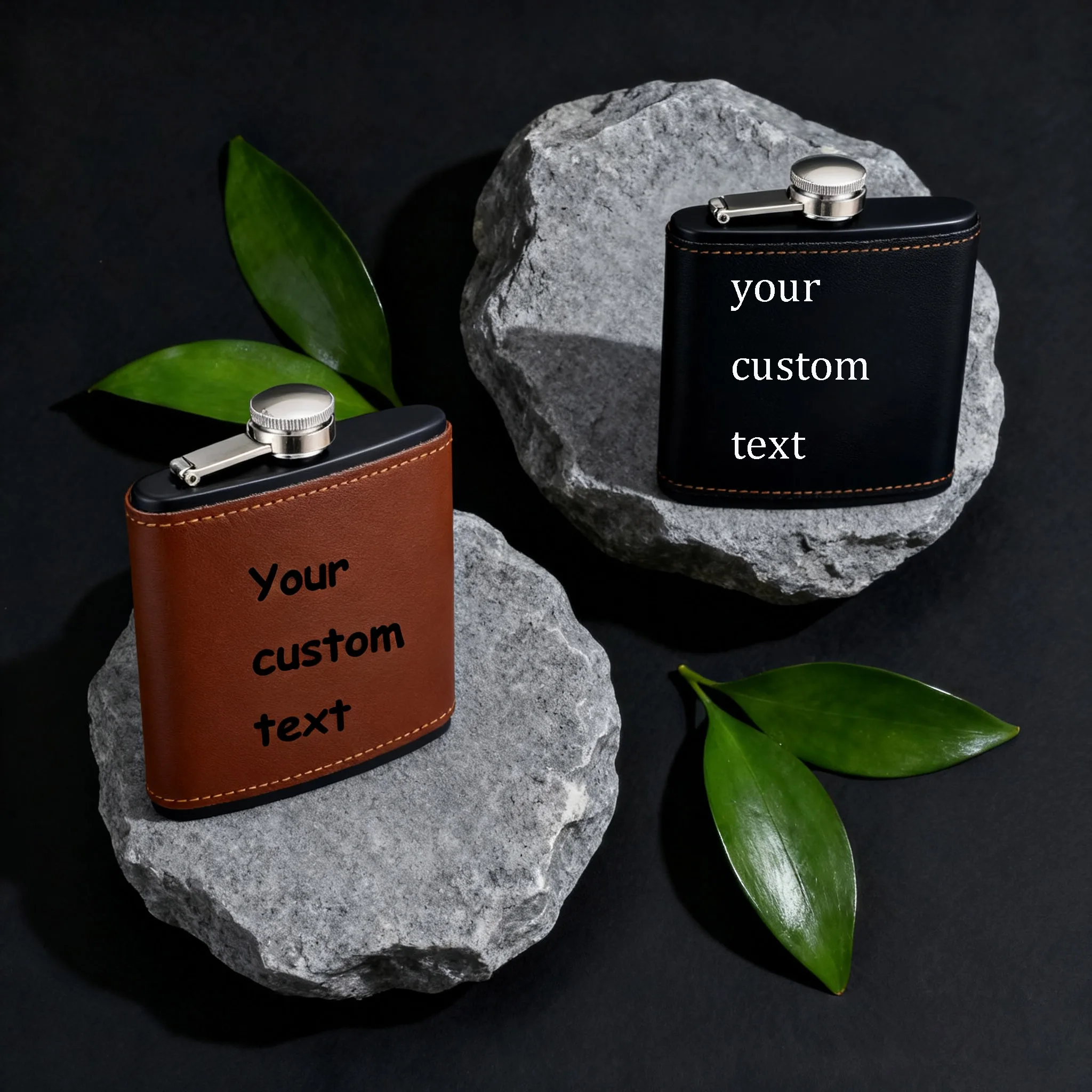 Customized 6oz Portable Hip Flask Brown Black Leather Covered Stainless Steel Flask Personalized Alcohol Flasque Whisky Man Gift
Customized 6oz Portable Hip Flask Brown Black Leather Covered Stainless Steel Flask Personalized Alcohol Flasque Whisky Man Gift