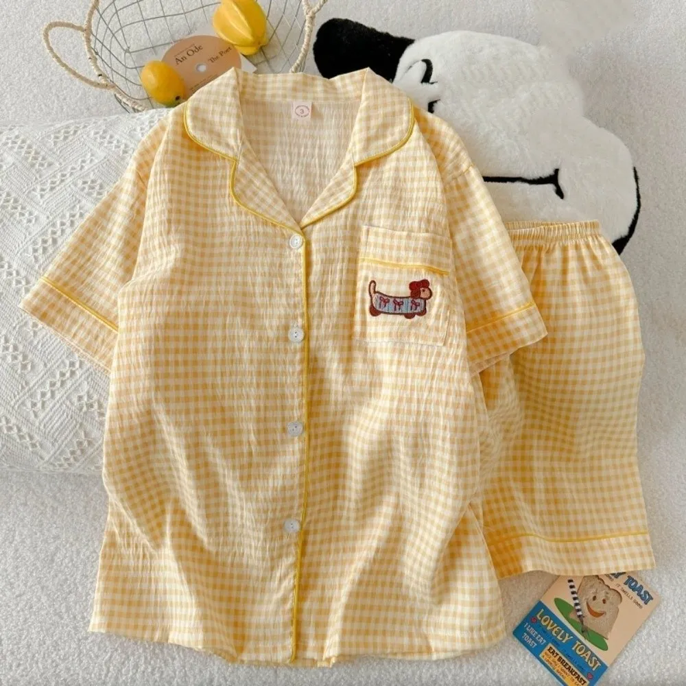 Cute Short Sleeve Cartoon Pajamas Set Dog Cat Animal Women Sleepwear Buttoned Shirt Kitten Puppy Cat Nightwear Women
Cute Short Sleeve Cartoon Pajamas Set Dog Cat Animal Women Sleepwear Buttoned Shirt Kitten Puppy Cat Nightwear Women