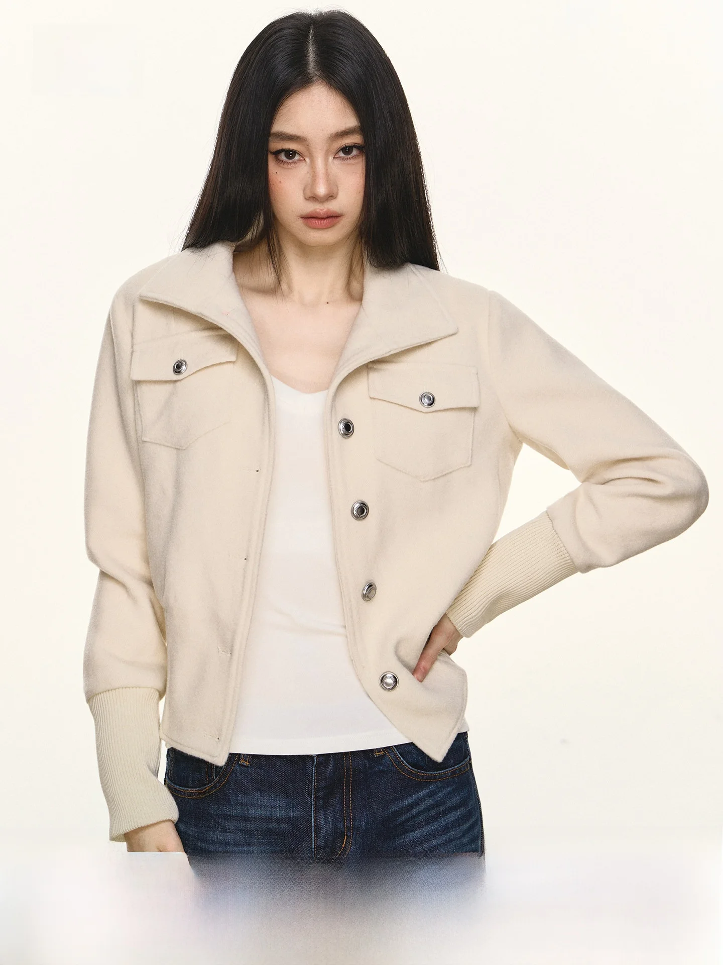 Anna Aneae Vintage Workwear Jaet Women's Spring Autumn ort Loose Fit Turn-down Collar Casual Sle Faion Outerwear
Anna Aneae Vintage Workwear Jaet Women's Spring Autumn ort Loose Fit Turn-down Collar Casual Sle Faion Outerwear