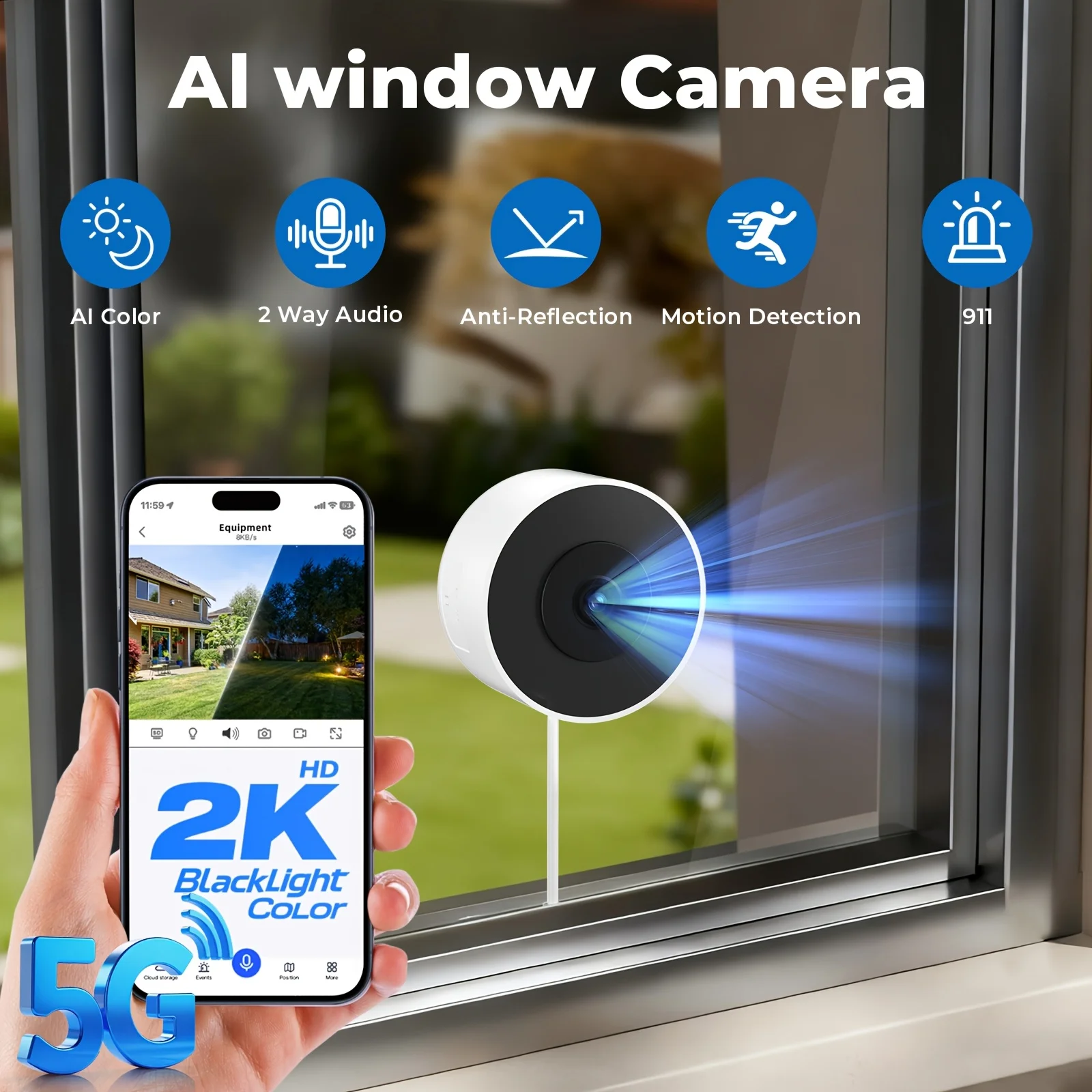 Ai Indoor Window Camera - Protect What Matters, 5G WIFI 2K Smart Home Security Camera with Blacklight Full-Color | U.S. Cloud | 911 Emergency Dispatch | Easy 5-Min Setup, 2-Way Audio, Easy Quick Install
Ai Indoor Window Camera - Protect What Matters, 5G WIFI 2K Smart Home Security Camera with Blacklight Full-Color | U.S. Cloud | 911 Emergency Dispatch | Easy 5-Min Setup, 2-Way Audio, Easy Quick Install