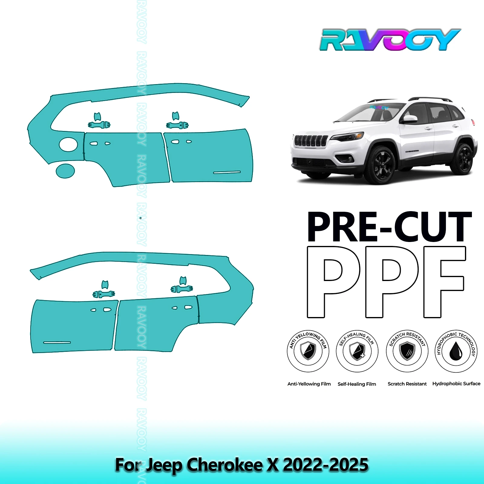 For Jeep Cherokee X 2022-2025 8.5mil Clear Matte Pre-Cut PPF Door & A/B Pillar Kit TPU Paint Protection Film Set
For Jeep Cherokee X 2022-2025 8.5mil Clear Matte Pre-Cut PPF Door & A/B Pillar Kit TPU Paint Protection Film Set