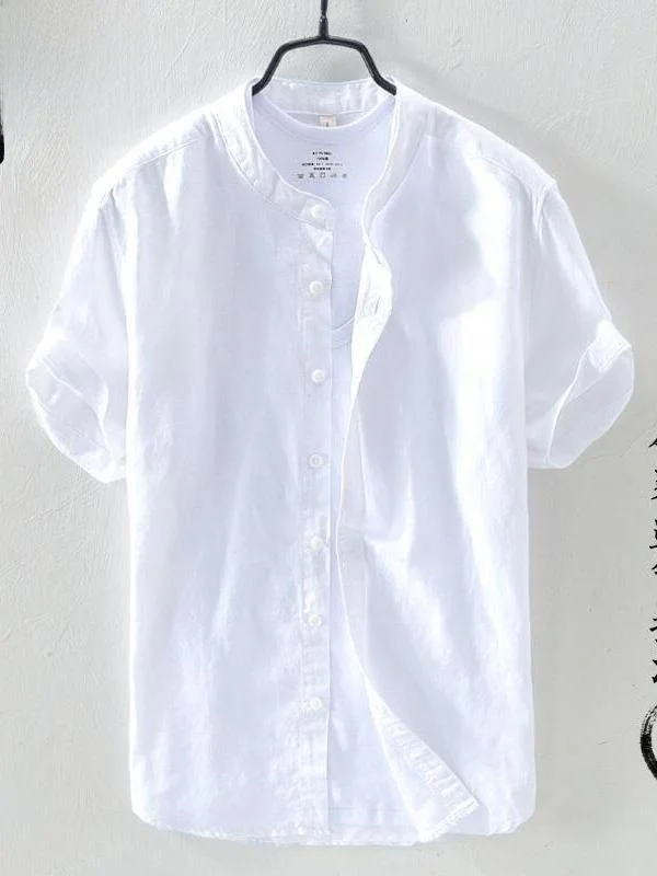 Loose Fit Linen Shirt Men's Crew Neck Short Sleeve Thin Cotton Linen Blend Breathable White T-Shirt Casual Summer Fashion
Loose Fit Linen Shirt Men's Crew Neck Short Sleeve Thin Cotton Linen Blend Breathable White T-Shirt Casual Summer Fashion