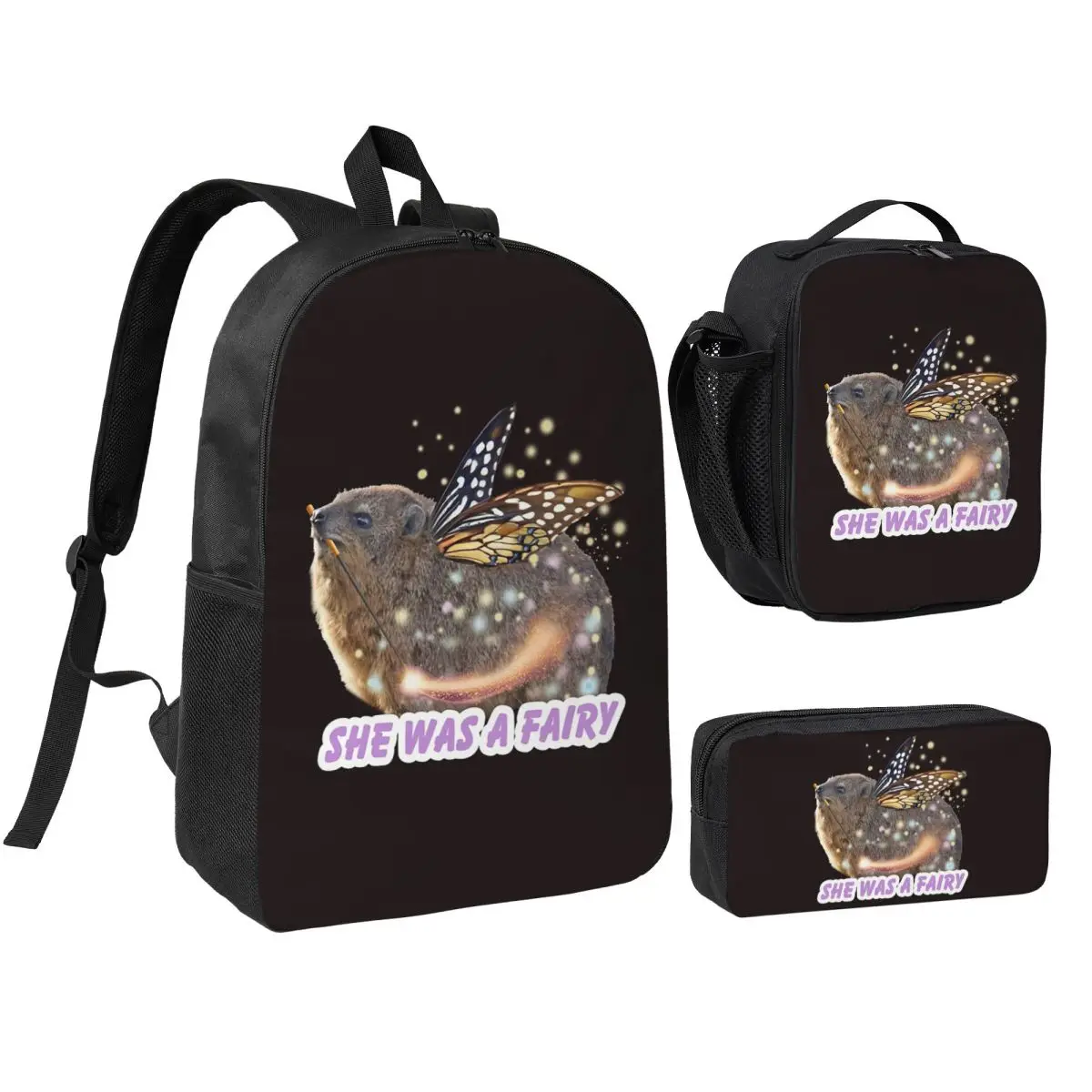 Rock Hyrax Fairy Backpack Boys Girls BookBag School Bag Shoulder Bags 3ps Insulated Lunch Bag Pencil Case
Rock Hyrax Fairy Backpack Boys Girls BookBag School Bag Shoulder Bags 3ps Insulated Lunch Bag Pencil Case