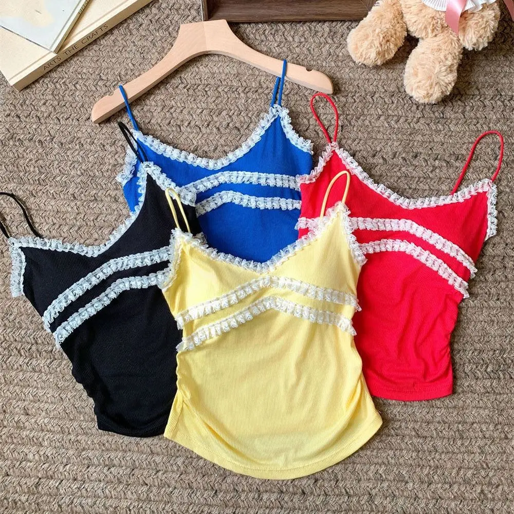 Cute V Neck Women's Lace Camisole Sleeveless Vest Slim Lace Crop Top Slim Fit Korean Style Bra with Pads Cami Travel
Cute V Neck Women's Lace Camisole Sleeveless Vest Slim Lace Crop Top Slim Fit Korean Style Bra with Pads Cami Travel