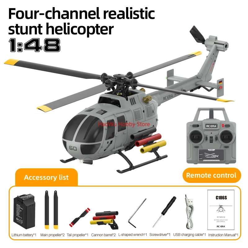 RC ERA C186S (BO105) Aileronless Realistic Intelligent Helicopter (Intelligent Positioning Version)
RC ERA C186S (BO105) Aileronless Realistic Intelligent Helicopter (Intelligent Positioning Version)