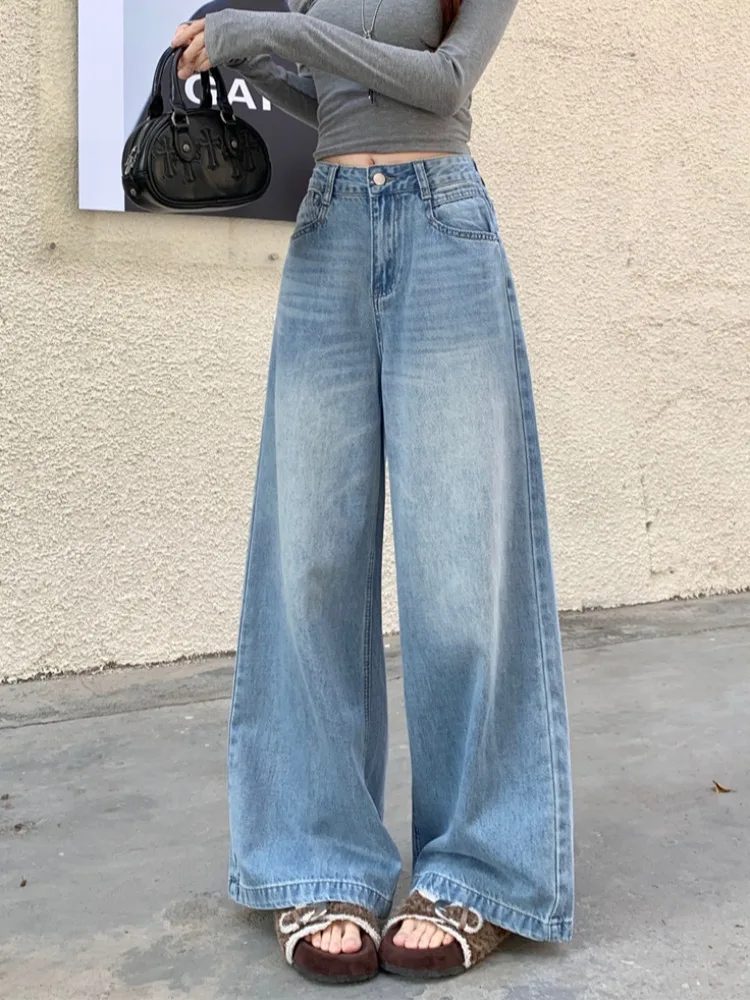 Retro Washed Blue Jeans Straight Leg High Waist Wide Leg Floor Length Pants Women's Spring New Style Comfortable Casual Trousers
Retro Washed Blue Jeans Straight Leg High Waist Wide Leg Floor Length Pants Women's Spring New Style Comfortable Casual Trousers