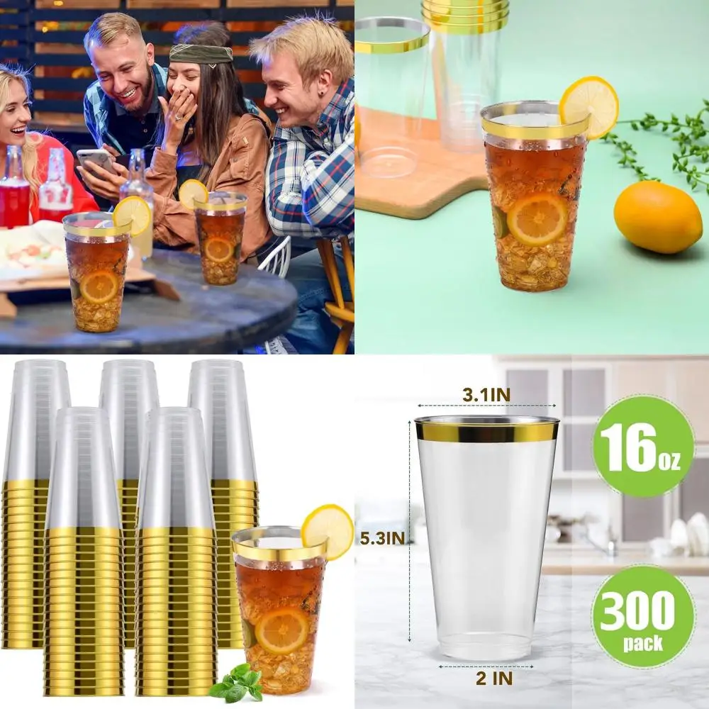 Набор из 300 элегантных сверхпрочных пластиковых стаканчиков с золотой оправой для свадеб, вечеринок и праздничных встреч.
Набор из 300 элегантных сверхпрочных пластиковых стаканчиков с золотой оправой для свадеб, вечеринок и праздничных встреч.