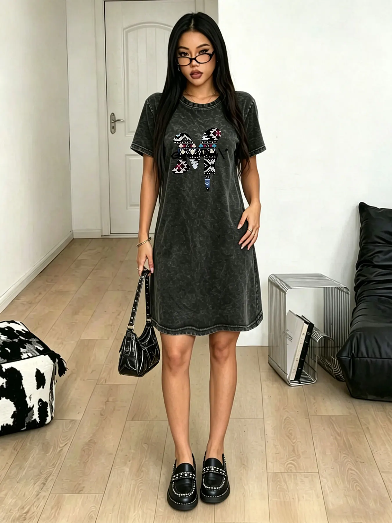 Vintage Washed T-shirt Dress for Women, Fashionable Versatile Streetwear Dress with Letter Print
Vintage Washed T-shirt Dress for Women, Fashionable Versatile Streetwear Dress with Letter Print