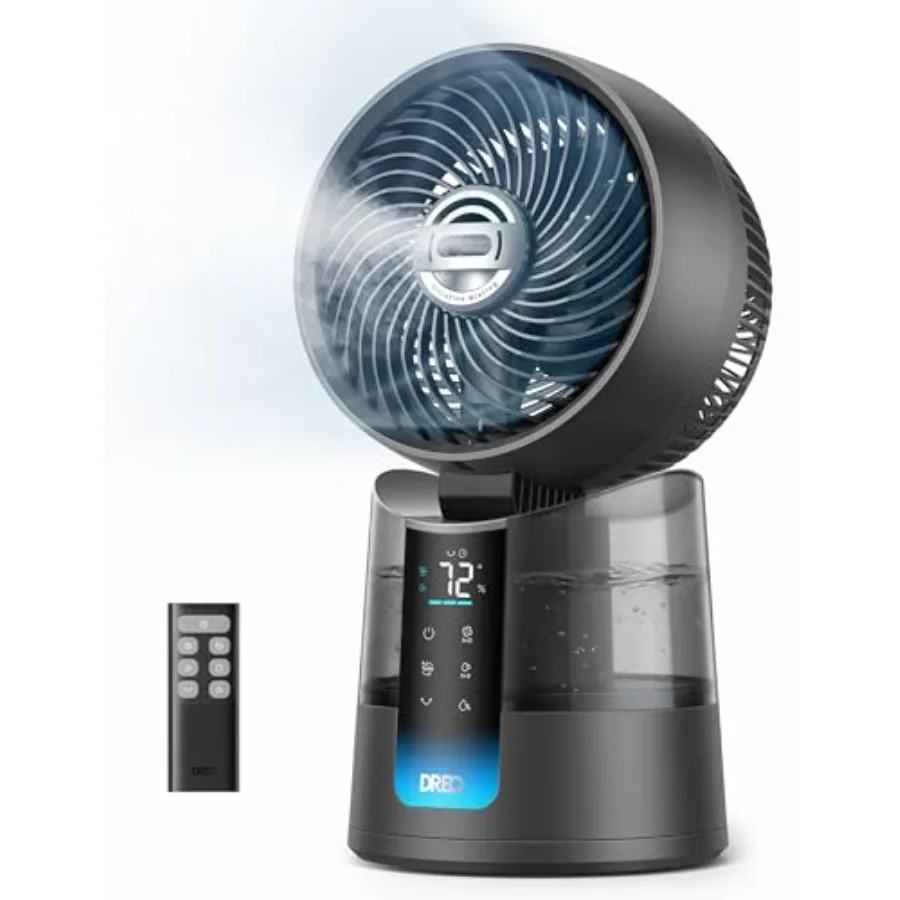 Indoor turbocool misting fan with grey ABS plastic housing, 150+30 oscillation, ultrafine mist, 26 ft/s wind speed, 20dB quiet
Indoor turbocool misting fan with grey ABS plastic housing, 150+30 oscillation, ultrafine mist, 26 ft/s wind speed, 20dB quiet