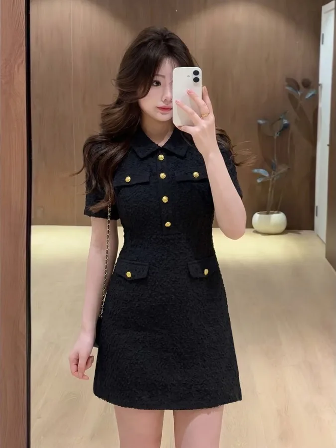 plus Size Fashionable Short Sleeve Dress Waist Cinched Summer New Style Elegant Slimming A-Line Black Dress Korean Commute Style
plus Size Fashionable Short Sleeve Dress Waist Cinched Summer New Style Elegant Slimming A-Line Black Dress Korean Commute Style